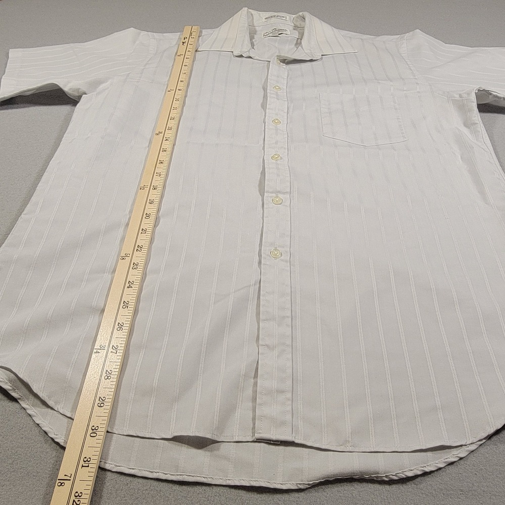 VTG Sears Roebuck & Co.‎ Mens Shirt Short Sleeve White Striped Button Up Large - Picture 8 of 9